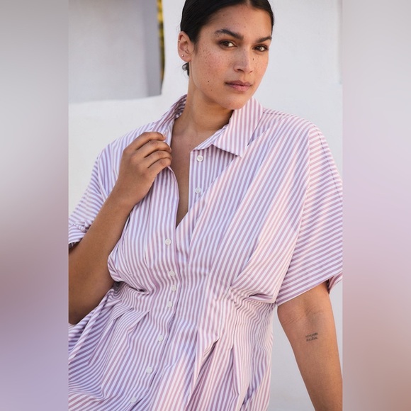 Anthropologie The Tobie Button-Front Pleated Shirt Dress - Picture 7 of 14